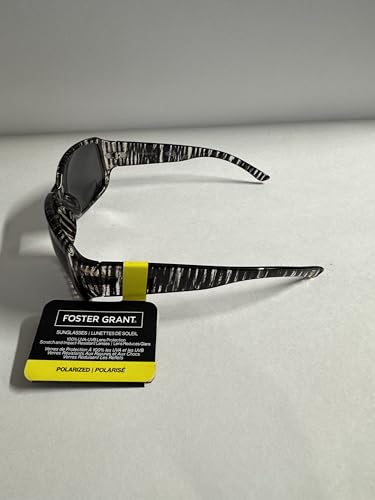 Foster Grant Polarized Sunglasses, Black Zebra Pattern Frame, Dark Gray Lenses3