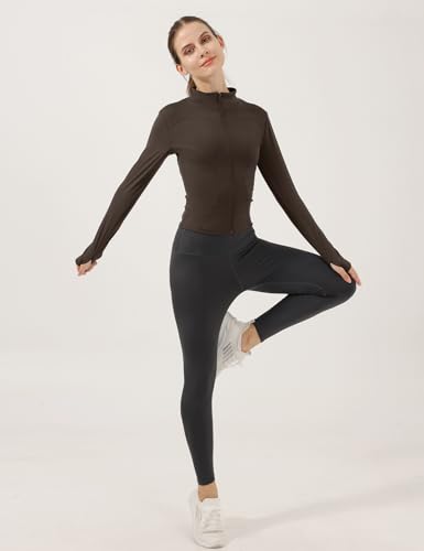 Image of Locachy Women's Lightweight Stretchy Workout Full Zip Running Track Jacket with Thumb Holes