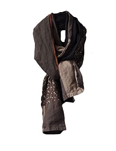 NFYM Women Autumn Winter Warm Long Scarf Comfortable Cotton Linen Retro Patchwork Scarfs Each Piece Unique