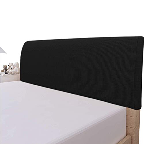 GEBIN Housse De Tête De Lit, Housse De Tête De Lit Tout Compris avec Côté Extensible pour La Décoration De La Chambre, Housse De Tête De Lit Lavable Anti-poussière (Noir,180cm) Cover