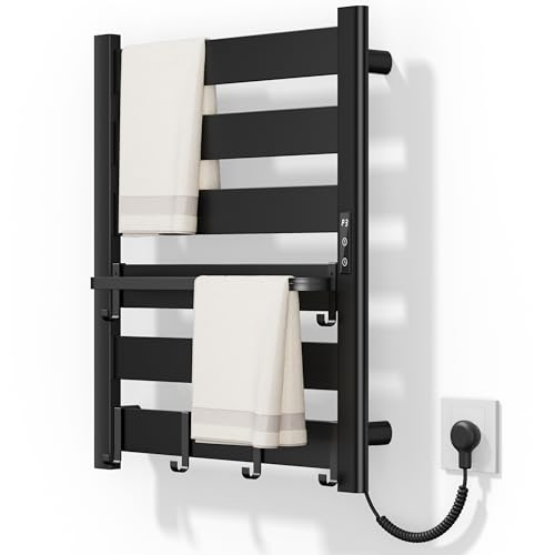 6-Bar Matte Black Towel Warmer
