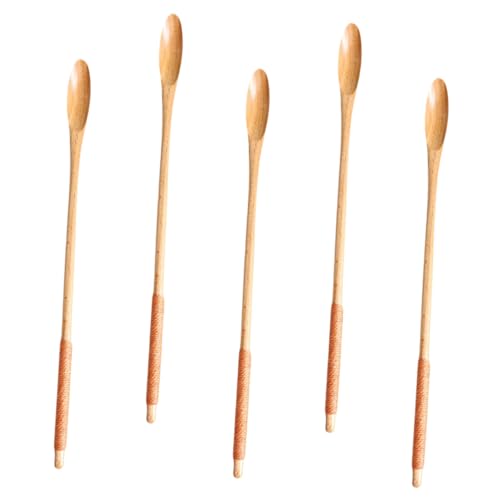 OFFSCH 5 Piece Coffee Honey Stirrer Set Wooden Spoons Comfortable to Hold for Mixing