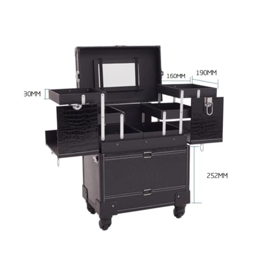 Makeup Artist Nail Art Suitcase Folding Retro Large Suitcase Wheeled Travel Rolling Hand Luggage Trolley Case (Color : A, Size : 370 * 245 * 510mm) (A 370 * 245 * 510mm)3