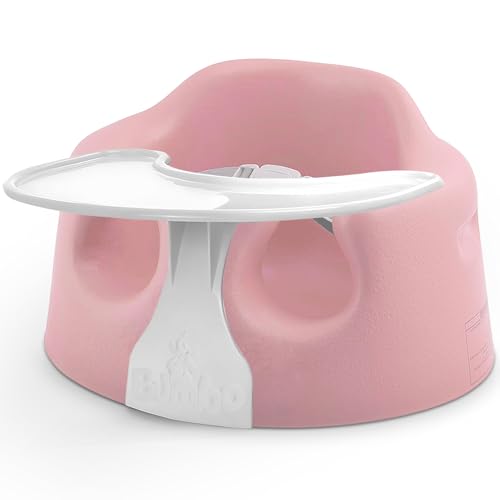 Image of Bumbo Baby Floor Seat, Soft and Supportive Booster Chair with Harness and Tray, Pink