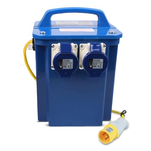 3.3kVA Step Up Transformer 2x16 Amps Outlet 240V 16 Amps 110V Plug with 1.5m Cable for Work Sites and Construction