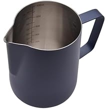 20oz 600ml Milk Frothing Pitcher with Clear Scale, Frother Cup Stainless Steel Jug Steaming Pitcher, Coffee Cappuccino Latte Art Barista Steam Pitchers Milk Jug Cup - Dark Blue