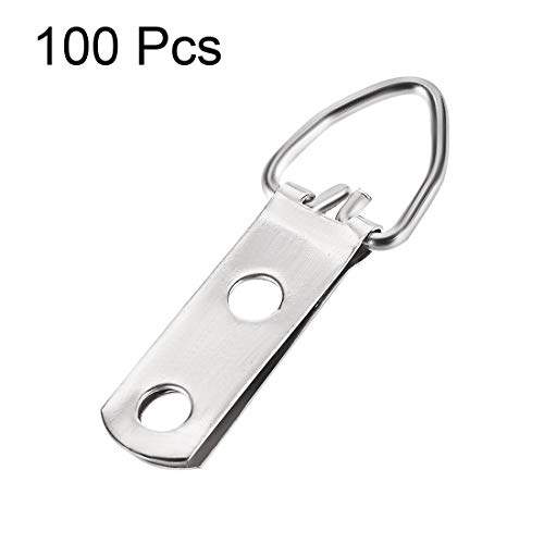 Image of uxcell D Ring Picture Hangers, 47mm x 15mm Silver Tone Assortment Kit for Photo Hanging Solutions, 100 Pcs