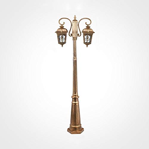 BTBAM 2-Lights Victoria Outdoor Street High Pole Post Lights Exterior Garden Landscape Waterproof IP55 Aluminum Pillar Lamp Community Lawn Aisle Glass Column Lantern E27 (Color : Bronze)