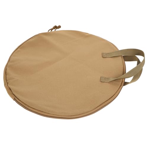 Uonlytech Cast Iron Skillet Storage Bag Waterproof Grill Pan Organizer Portable Camping Frying Pan Pouch with Sturdy Khaki Round Design for Outdoor Cookware