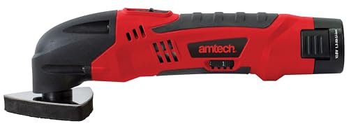 Am-Tech V6510 1.3 A Oscillating Multi-Tool/Lithium-Ion Battery with Accessories in Storage Case, 230 V, Red