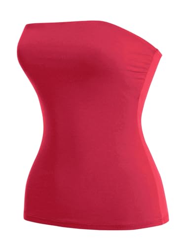 Image of MixMatchy Women's Stretchy Strapless Tube Top Y2K Bandeau Top