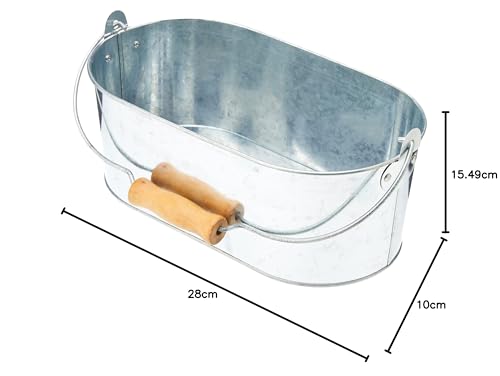 Genware NEV-GSTC2815 Tischbehälter, aus verzinktem Edelstahl, oval, 28 x 15,5 x 10 cm