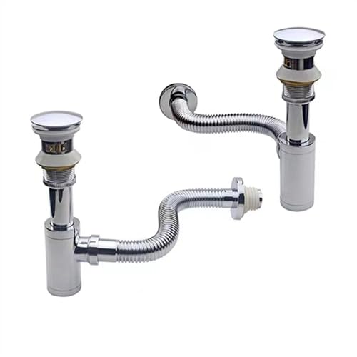 Sifón de botella para lavabo de diseño redondo con válvula emergente cromada 8