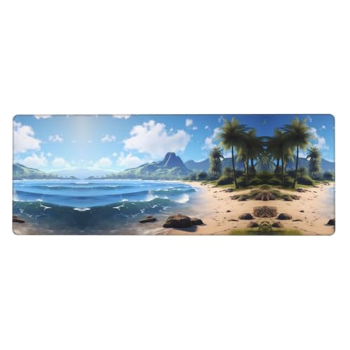 Tapis de souris 80 x 30 cm grand format caoutchouc antidérapant motif plage