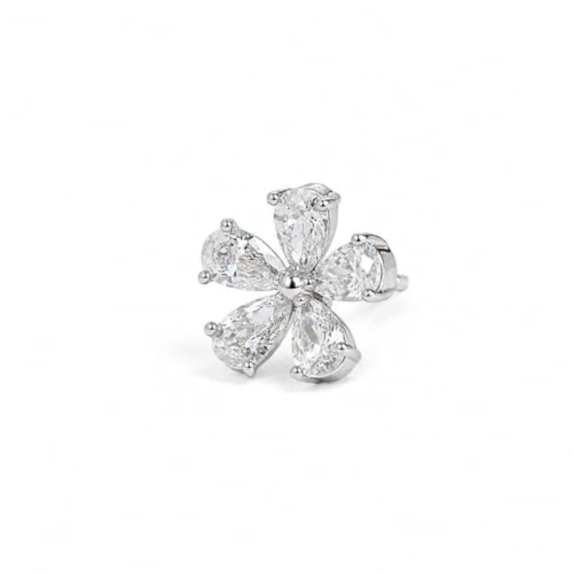 Women's 925 Sterling Silver Luxe Flower Sparkle Earrings