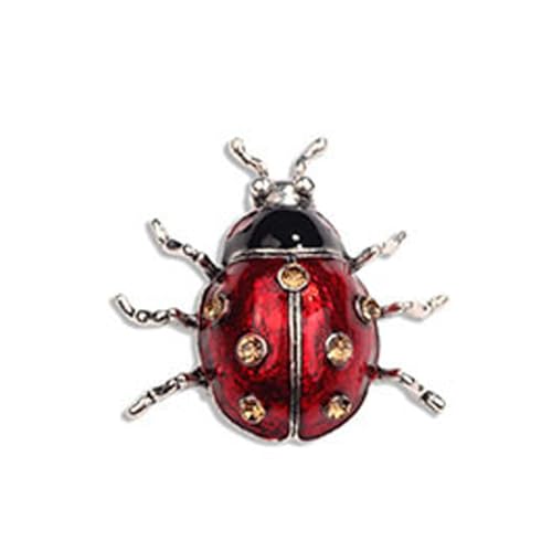 Broche de mariquita roja para mujer, diseño de escarabajo con diamantes de imitación, pines de seguridad para insectos, animales, insignia, bolsa, traje, accesorio de tela, vestido, suéter, joyería de