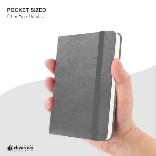 Image of Jhingalala Diaries - Hardbound Leather Cover Pocket Size Corporate Executive Diary Notebook I Pocket Diary For Men and Women I A6 Size I 80gsm Paper I 192 Ruled Pages (Grey)