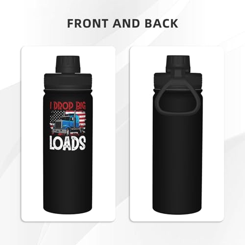 Qauirfe I Drop Big Loads Big Rig Semi Trailer Truck Driver Stainless Steel Insulated Water Bottle: 18oz, Leak-Proof, Hot & Cold, Eco-Friendly - Image 3