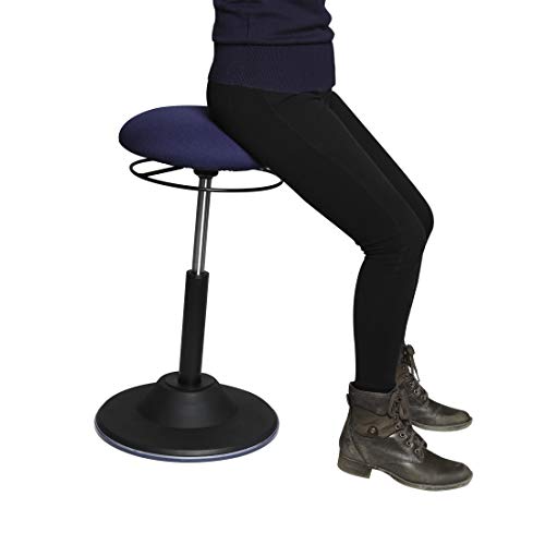 Image of Seville Classics Modern Ergonomic Pneumatic Height Adjustable 360-Degree Swivel Stool Chair, for Drafting, Office, Home, Garage, Work Desk, Blue, airLIFT Sit Stand Balance and Wobble