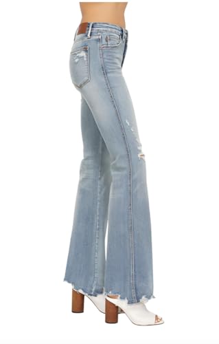 Judy Blue Mid Rise Tummy Control Distressed Flare Jeans3