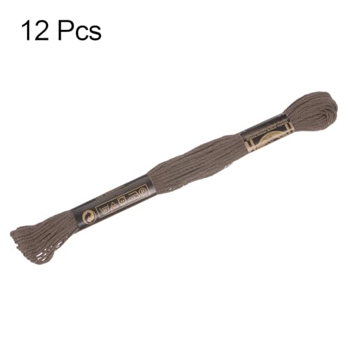Image of HARFINGTON 12 Skeins Embroidery Floss 8.75yds(8m) Egyptian Long-Staple Cotton Cross Stitch Thread for Sewing DIY Bracelet Yarn String and Crafts, Light Brown(6008)