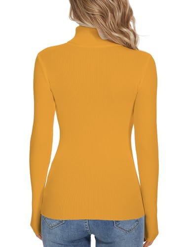 Image of Turtleneck Sweaters for Women Ribbed Long Sleeve Pullover Sweater