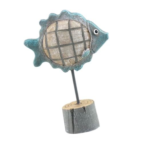 Poisson à tête plate en résine FCXDMY : statuette déco compacte pour salon et bureau