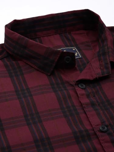 Image of Majestic Man Men Small Checkered Slim Fit Cotton Casual Shirt