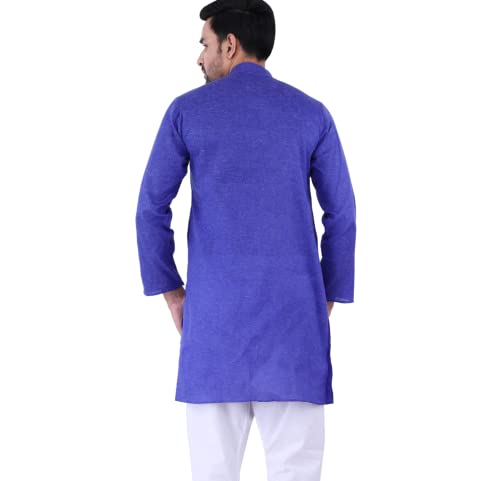 Image of Sadree Men's Cotton Long Solid Color Plain Knee Length Mandrin Collor Full Sleeve Ethnic Kurta Only