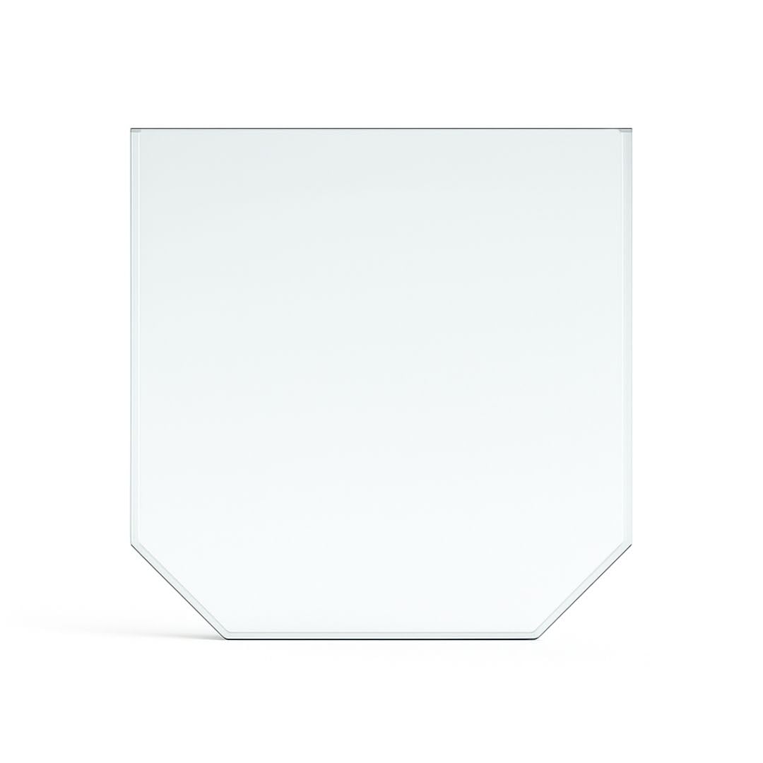Feuercampus Funkenschutzplatte Glas Sechseck 100×100×0,6 cm ESG Kamin Bodenplatte hitzebeständig Schutzplatte Feuerstelle Ofenunterlage Sicherheitsglas