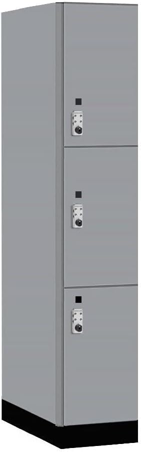 Salsbury 15" Wide Premier Wood Locker-Triple Tier-1 Wide-6 Feet High-24 Deep-Winter Fog-Silver Resettable Combination Locks