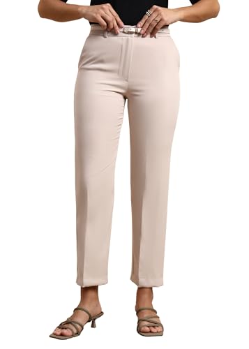 Image of FRAULEIN Women Formal Trousers | Slim Fit Office Pants | Ankle Length Work Pants | Business Casual Corporate Wear