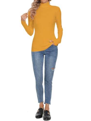 Image of Turtleneck Sweaters for Women Ribbed Long Sleeve Pullover Sweater
