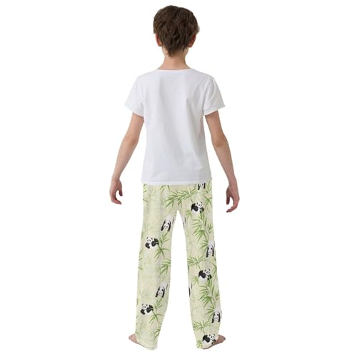ZZXXB Panda Leaves Print Boys Long Pants Soft Trousers Elastic Waist Kids Lounge Bottoms with Pockets S-XL3