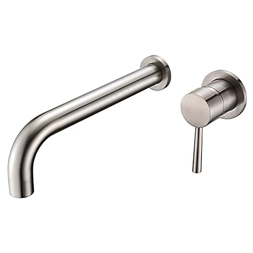 Sumerain S2149NI Bathroom Brushed Nickel Wall Mount Tub Faucet Single Lever Handle Solid Brass cover