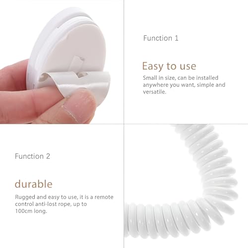 Image of Jeni's Kitchen Magnetic Wall-Mounted Remote Holder with Self-Adhesive Spring Ropes - No Drill, Anti-Lost, Universal Fit for All TV Remotes (4)