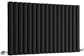 Milano Aruba - Modern White Horizontal Double Panel Oval Column Radiator - 236mm x 1400mm