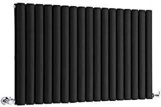 Milano Aruba - Modern White Horizontal Double Panel Oval Column Radiator - 236mm x 1400mm