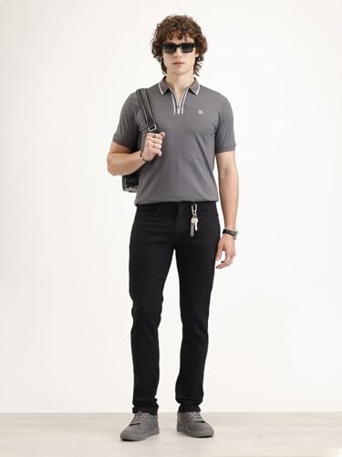 Image of WROGN Men's Cotton Blend Jeans | Solid | Slim Fit