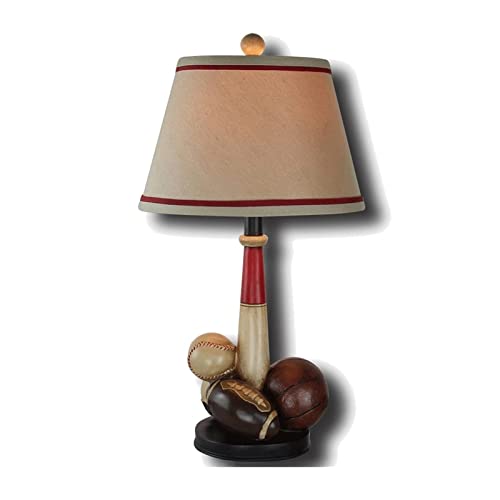 Auoeer Lámparas De Mesa De Estilo Deportivo Lámpara De Cabecera De Béisbol Vintage para Dormitorio Sala De Estar Oficina Niños Habitación Hombres Mesita De Noche Luz