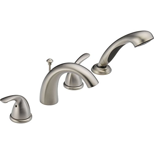 Delta Faucet Classic Roman Tub Faucet with Hand Shower - T4705-SS - Bathtub Faucet Handles & Hand Shower Set - Bathroom Accessories - Stainless (Valve Sold Separately)