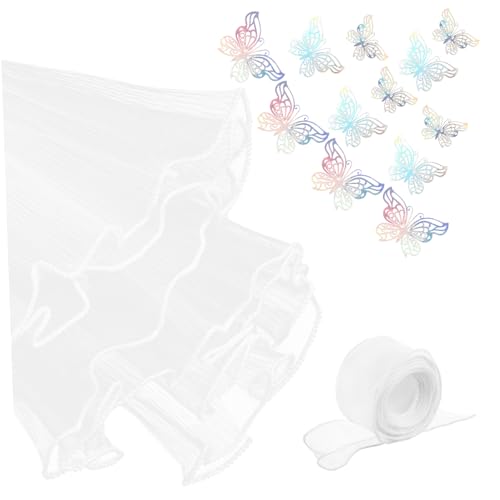 DOITOOL Butterfly-decorated Floral Packaging Kit Mesh Paper Ribbon for Multiple Occasions