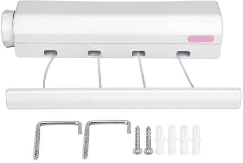 Image of Flexible Telescopic Clothes Drying Rope Hanger Retractable Clothesline,5 Ropes for Indoor Outdoor Laundry Drying Balconies Kitchens Washing Room Bathtube (Pack of 1)