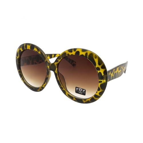 Pop Fashionwear Retro Oversized Fashion Round Sunglasses Brown Orange Gradient Frame, Gradient Lens