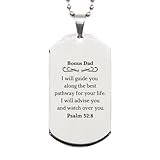 SOFEELSTORE Engraved Silver Dog Tag Dad Gifts Psalm 32:8 Guide Inspiration for Him