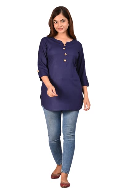 Image of Women's Rayon Straight Solid Casual Top /Kurta