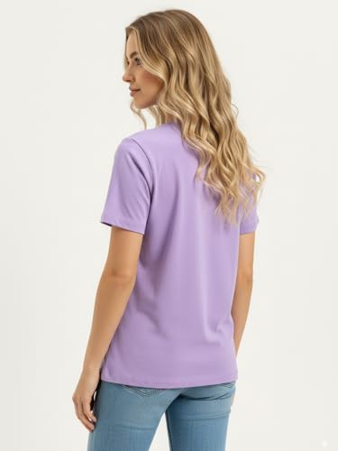 Image of LEOTUDE Women Half Sleeve Loose Fit Cottonblend Multicolour Shirt Colorful Loose Fit Tshirt for Women