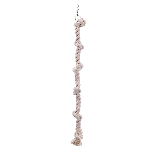 MOLKASIA Juguete de cuerda de algodón con nudos para masticar pájaros, juguete colgante para loros