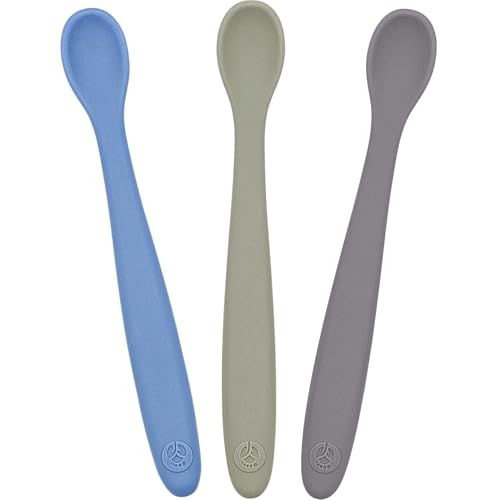 Image of WeeSprout Silicone Baby Spoons - First Stage Infant Feeding Utensils With Soft-Tip, Bendable Kitchenware for Parent & Self-Feeding, Ultra-Durable, Dishwasher Safe, Travel Case, Set of 3