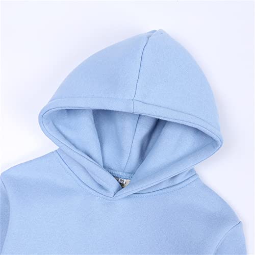Big Hood Hoodie Solid Casual Fleece Liner Long Sleeve Pullover Toddler Boy Girl Warm Sweatshirt (Light Blue, 8-9 Years)3